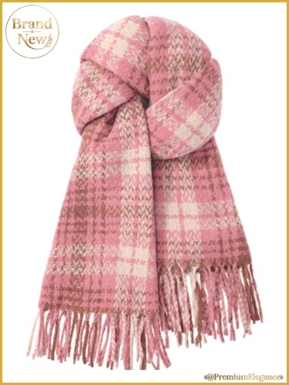 Winter Scarf for Women Long Plaid Blanket Scarf Warm Oversized Tassel